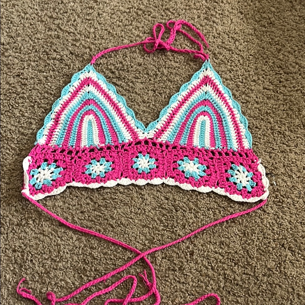 Colorful Crochet Halter Top